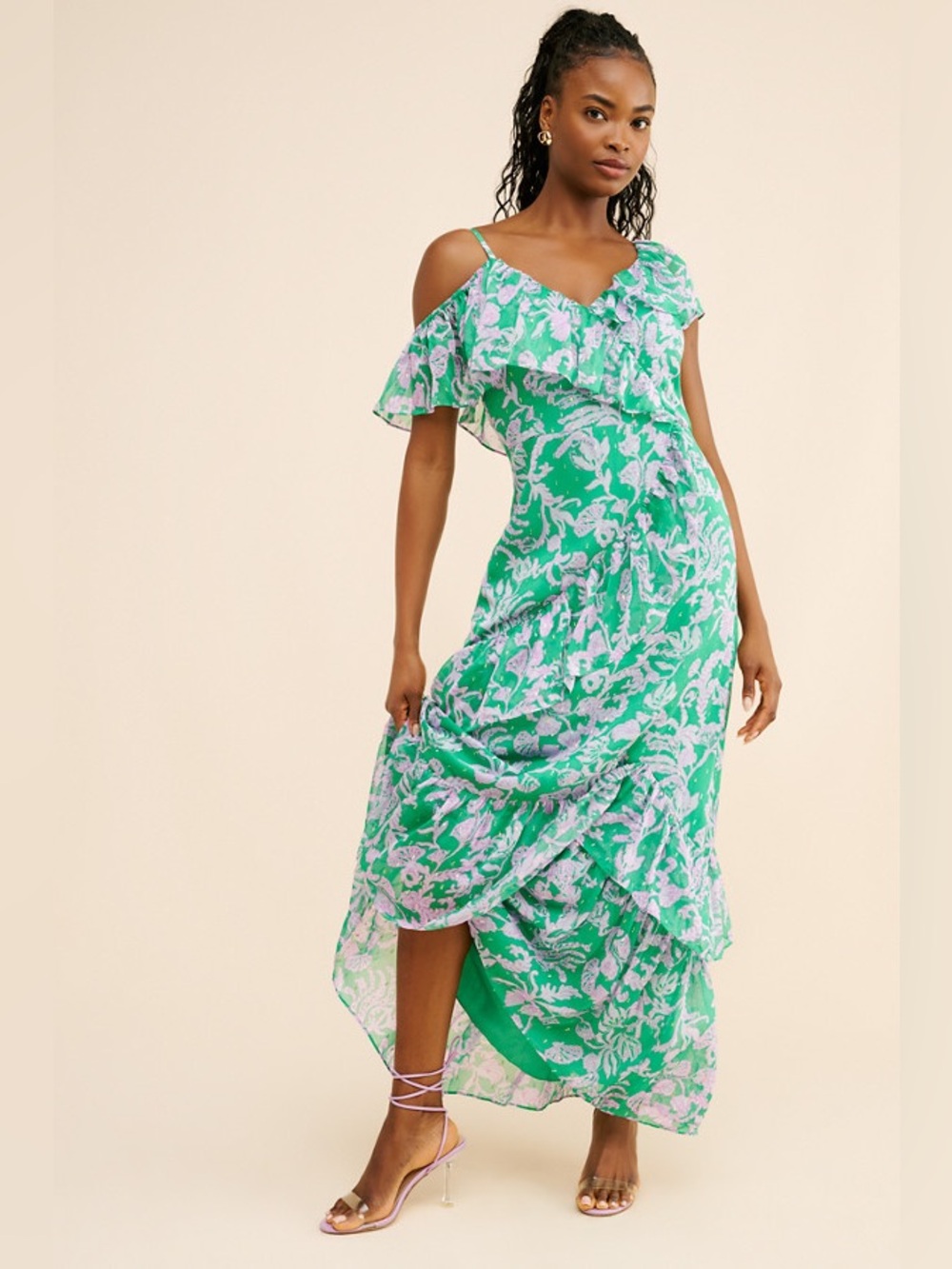 Lilly Pulitzer x Anthropologie Rosalynn Ruffle Maxi Dress Gown sz 8 - Picture 4 of 9